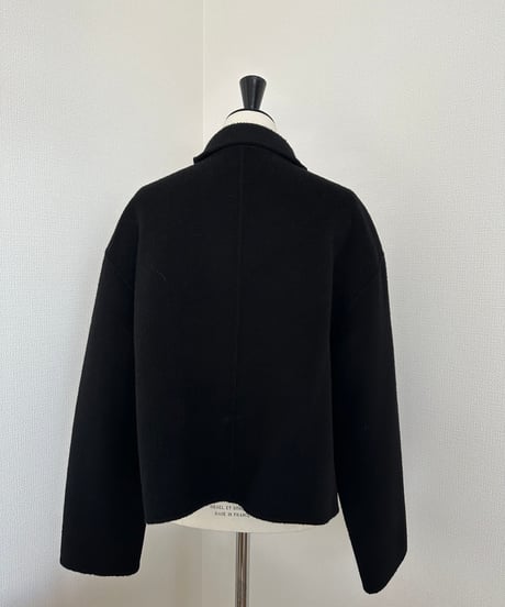 stand collar short coat(gray/black)