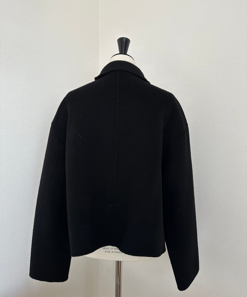 stand collar short coat(gray/black) | ok.soon