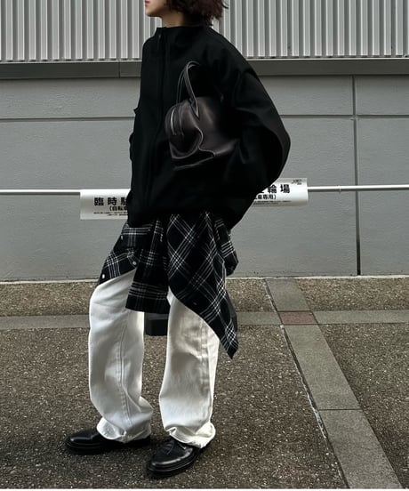 stand collar zip up blouson
