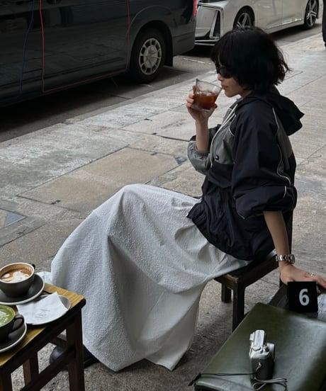 gingham check long skirt