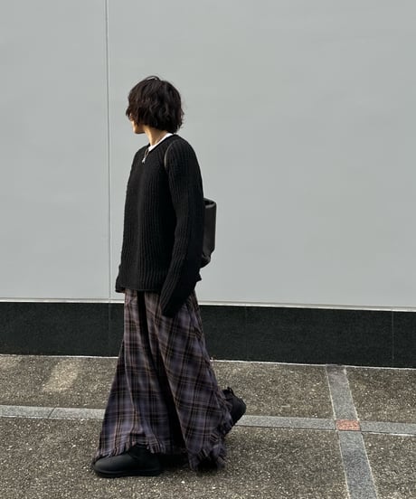 tartan check long skirt