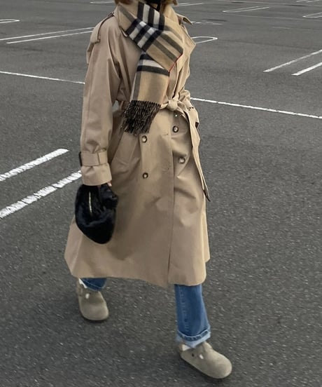 ［regular length］cotton trench coat (beige/black)