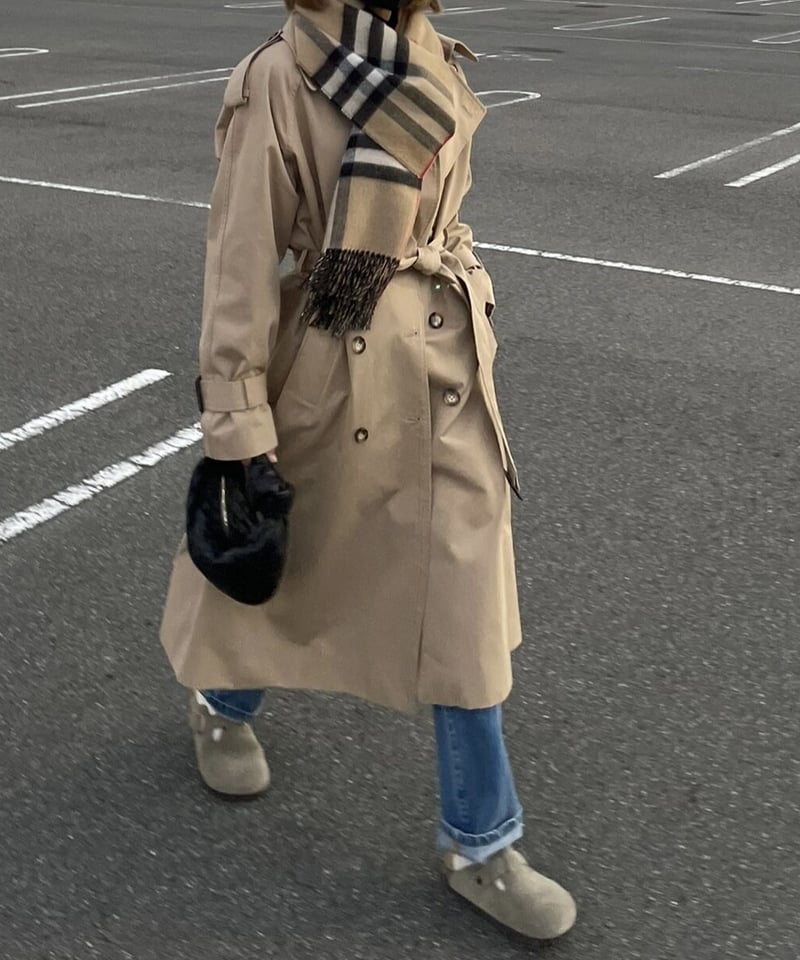 【新品】oksoon コットントレンチコートS ［regular length］ regular length］cotton trench coat (beige/black