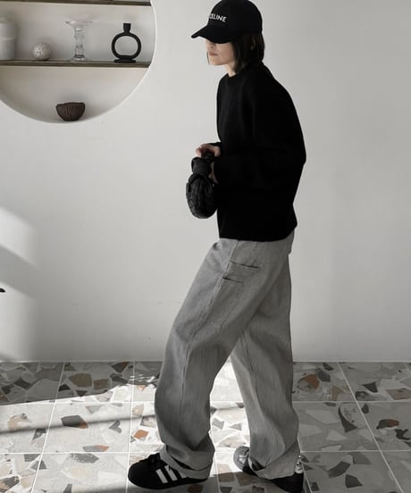 crew neck knit(black/gray)