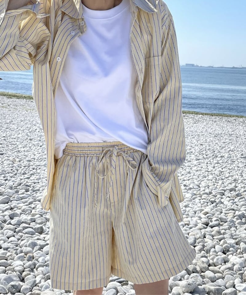 mulch stripe half pants (yellow/blue) | ok.soon