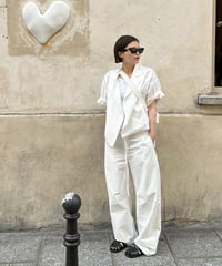 drawstring cotton pants white