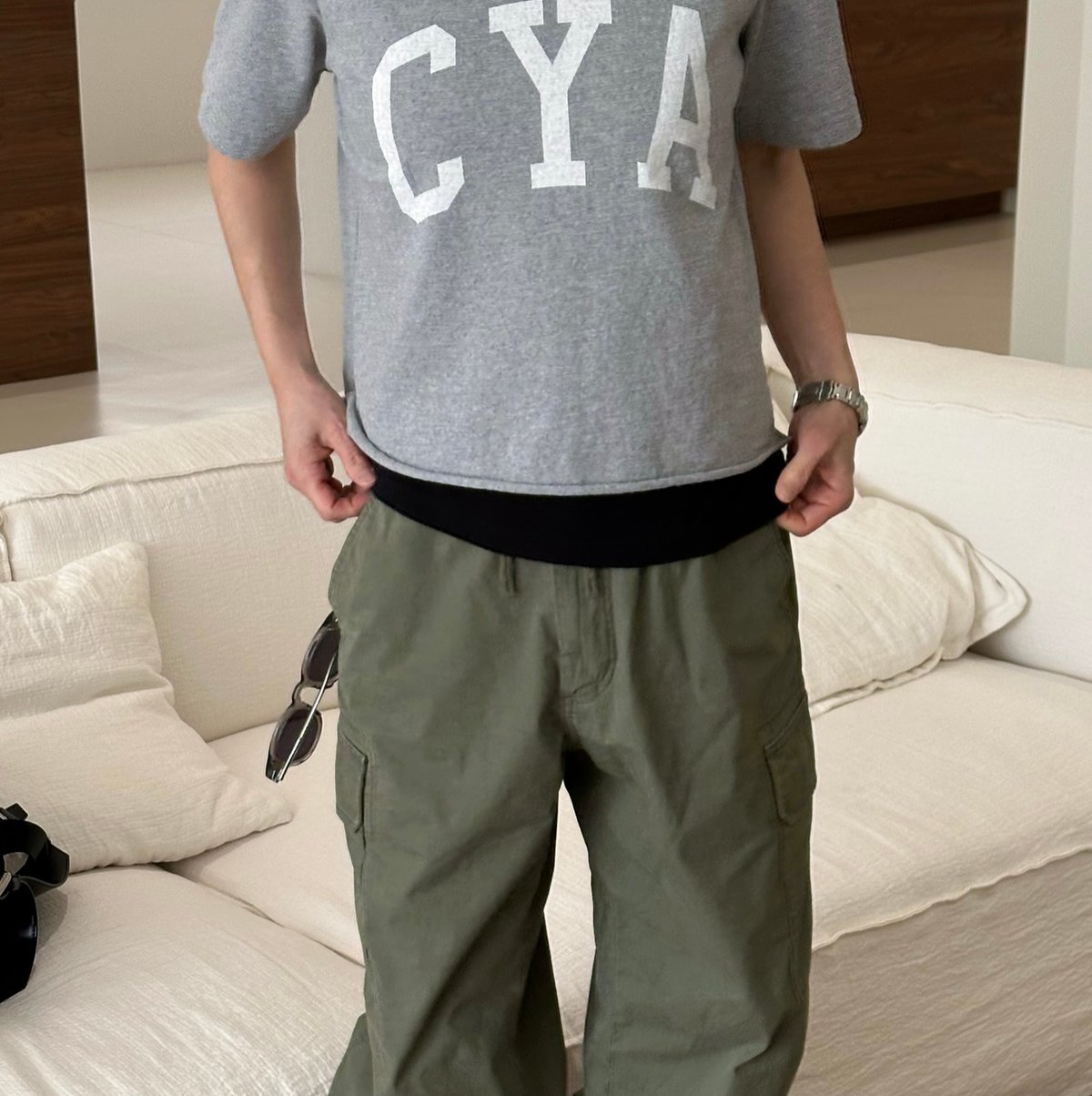 original logo t shirt white/gray | ok.soon