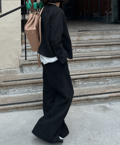 monotone tweed wide pants