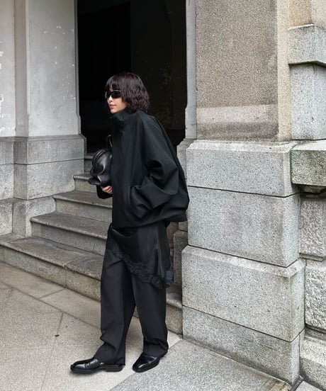 stand collar zip up blouson