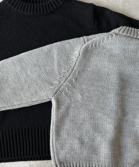 crew neck knit(black/gray)