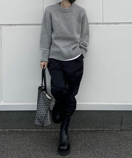 crew neck knit(black/gray)