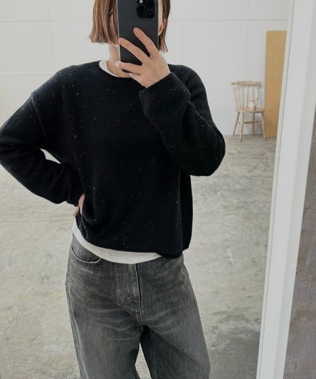 nep yarn high neck,round neck sweater