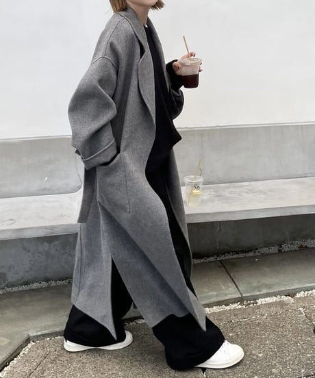 light melton coat(gray/black)