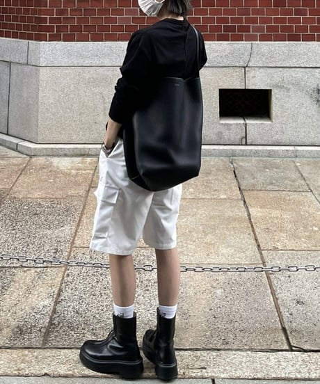 cargo half pants (black/white)