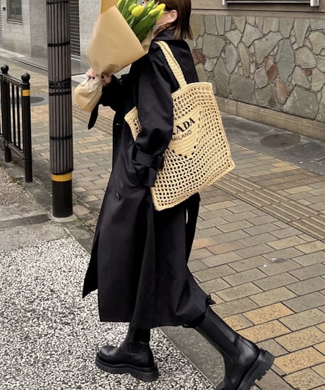 ［regular length］cotton trench coat (beige/black)