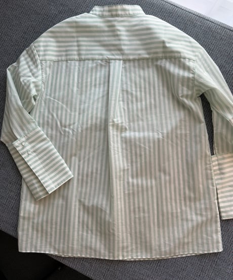 collarless stripe shirt mint green