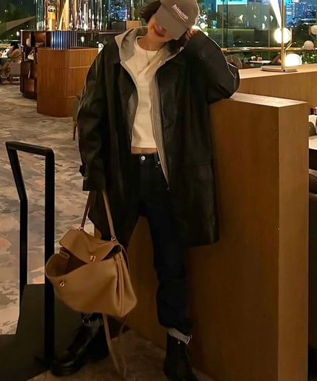 faux leather half coat