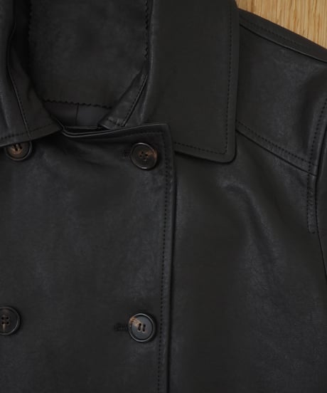 double-breasted short leather coat