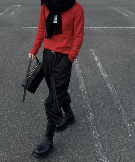 tailored slacks(black/camel)