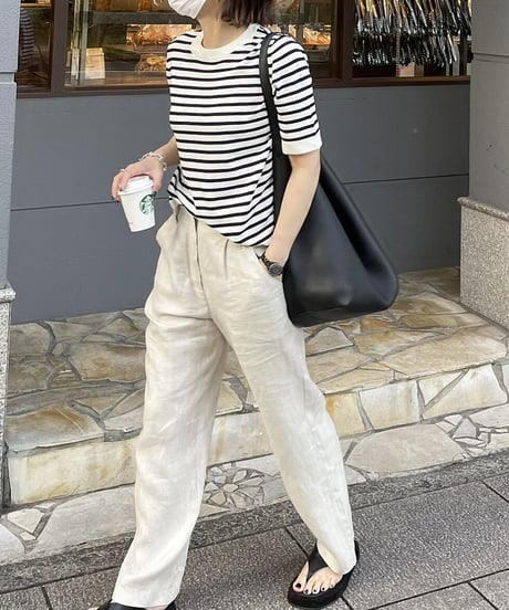 linen herringbone pants ecru