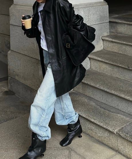 faux leather half coat