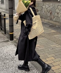 ［long length］cotton trench coat (beige/black)