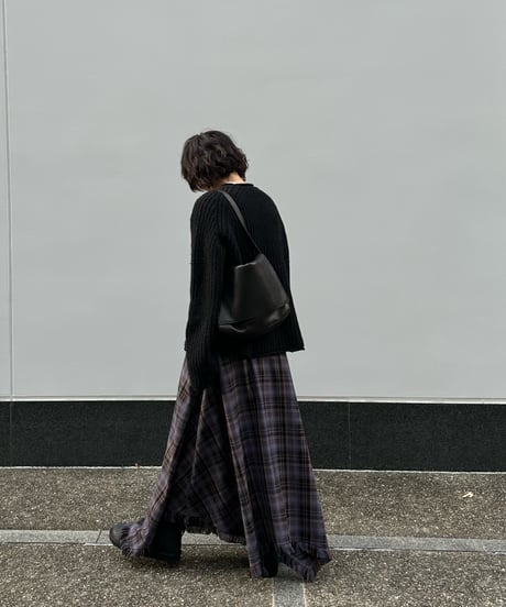 tartan check long skirt