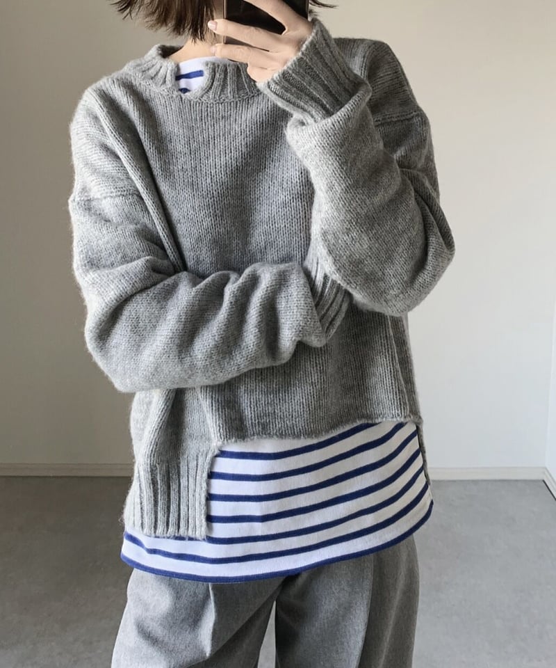 専用です。OK.SOON ウールショートコート　グレー スタンドカラーショートコートgray,ecru | ok.soon