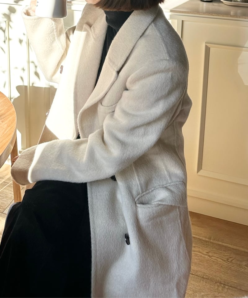 white chester coat with scarf | ok.soon