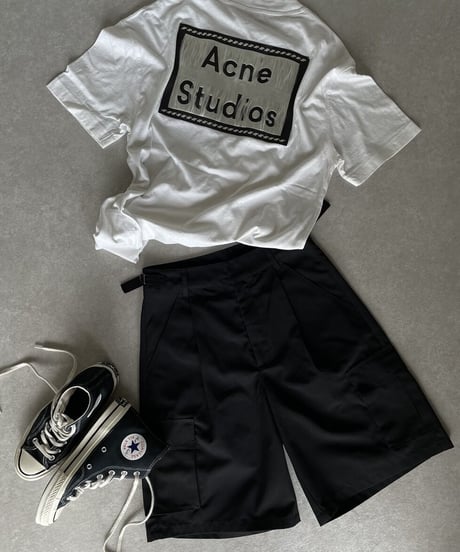 cargo half pants (black/white)