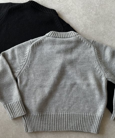 crew neck knit(black/gray)