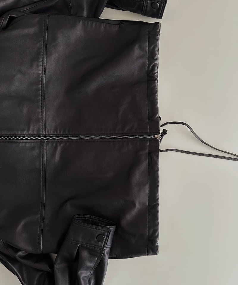 hooded leather blouson(black) | ok.soon