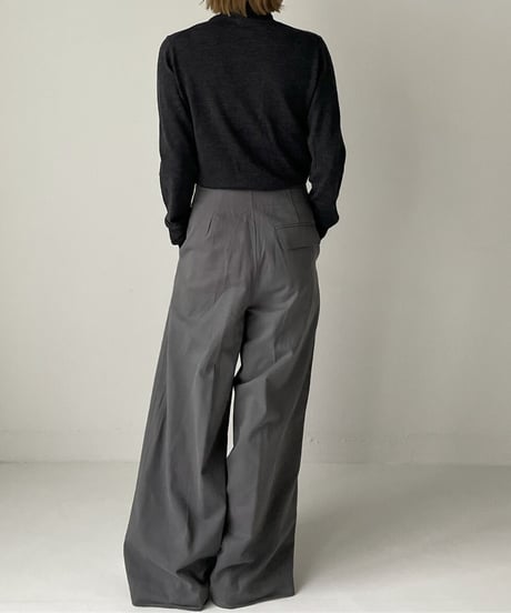 belted cotton pants gray