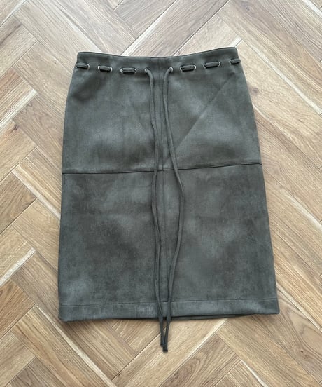 suede midi skirt khaki
