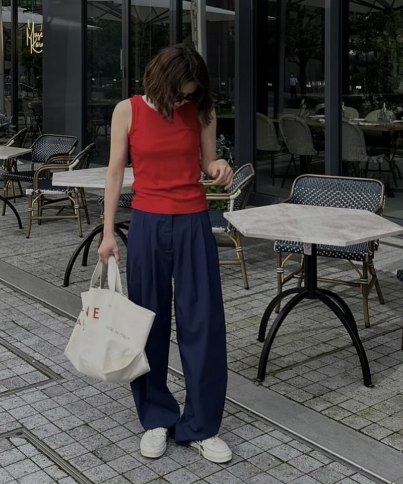 KEE　ok.soon ワイドパンツ サイズ1 ブルー wide slacks navy | ok.soon