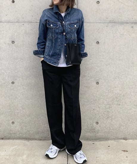 ［long length］wool blend straight slacks