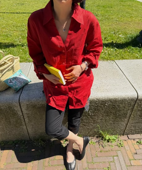 linen shirt red