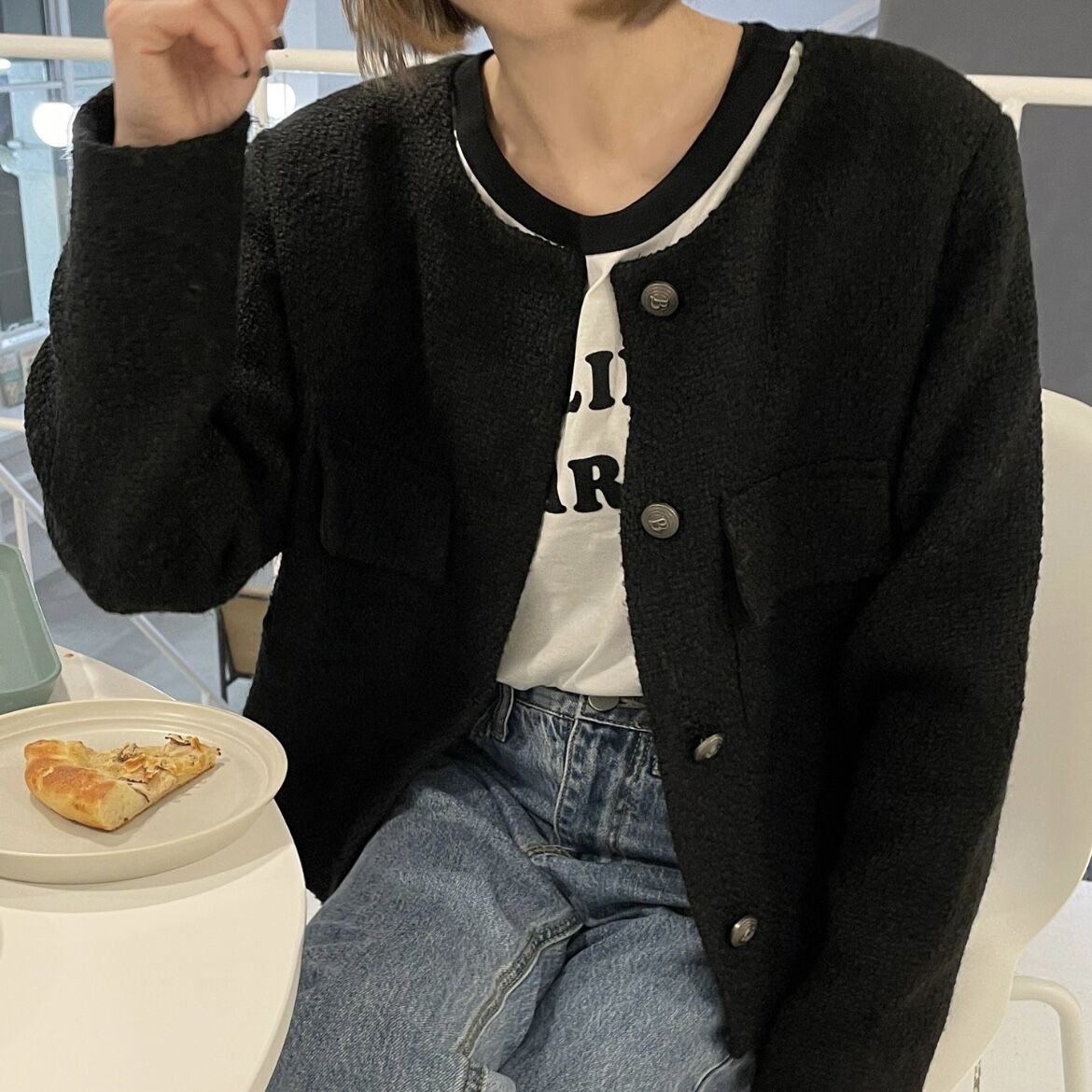 tweed jacket black | ok.soon
