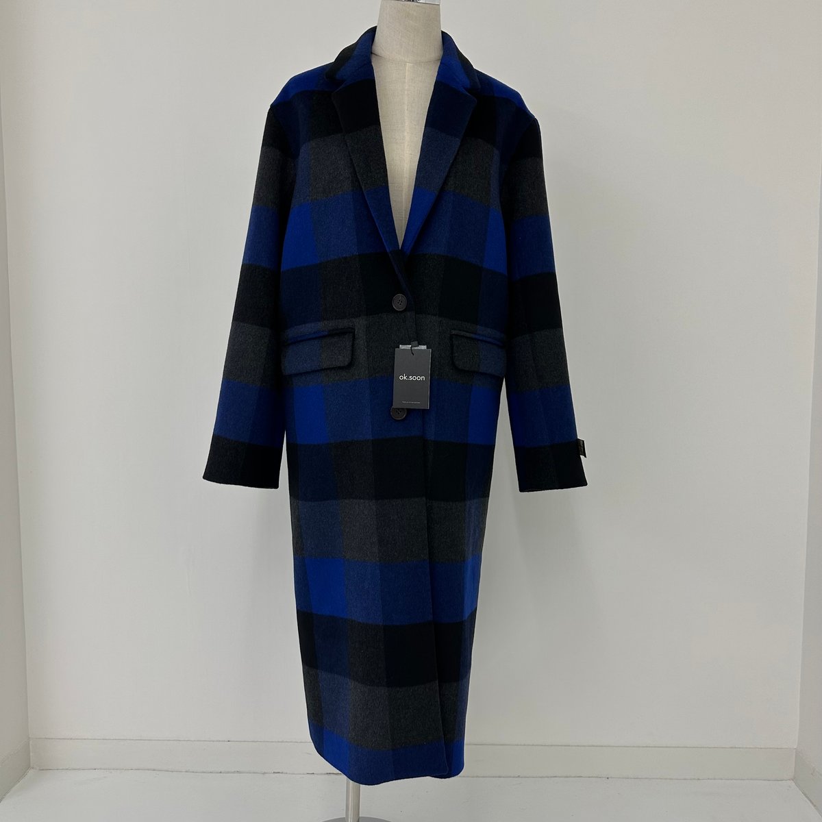 buffalo check wool coat