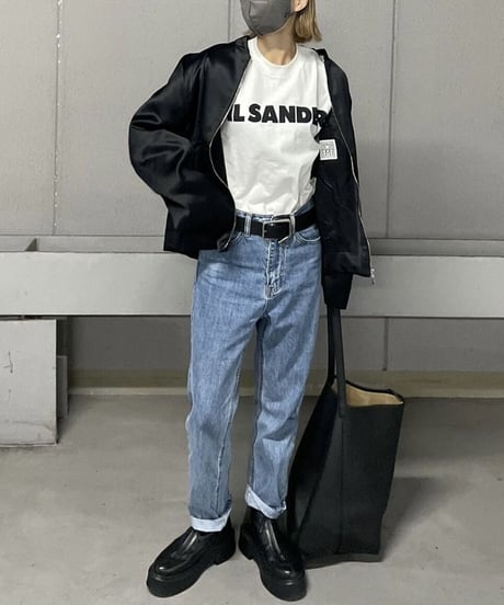high waist tapered denim