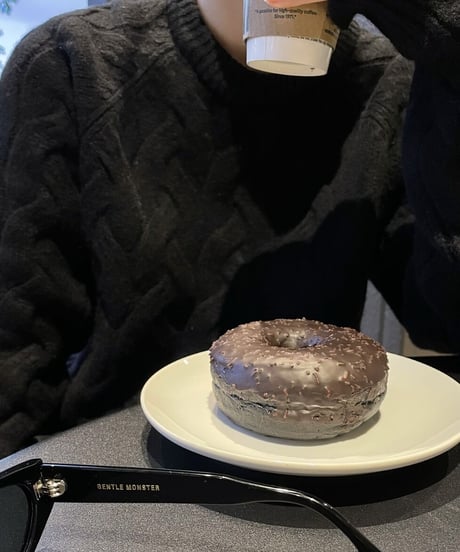 donut cable  knit(black/white)