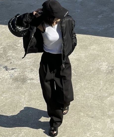 tailored slacks(black/camel)