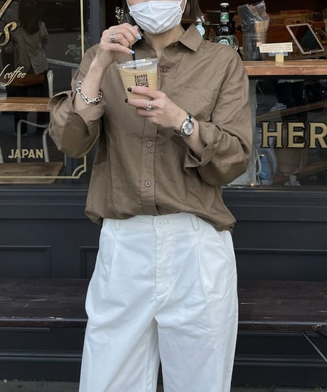 linen blend shirt brown