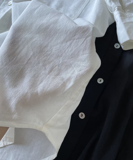 コットンWポケットシャツ(white,black)