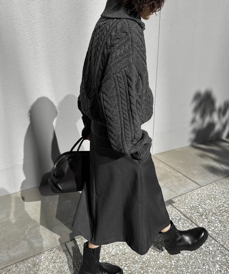 wool blend zip up cable knit