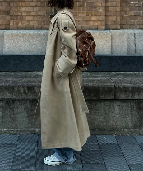 suede leather long coat