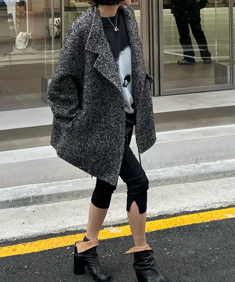 【最終値下げ】【未使用】tweed half coat 【louren】 louren tweed half coat - メルカリ