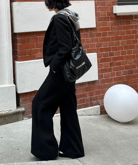 monotone tweed wide pants