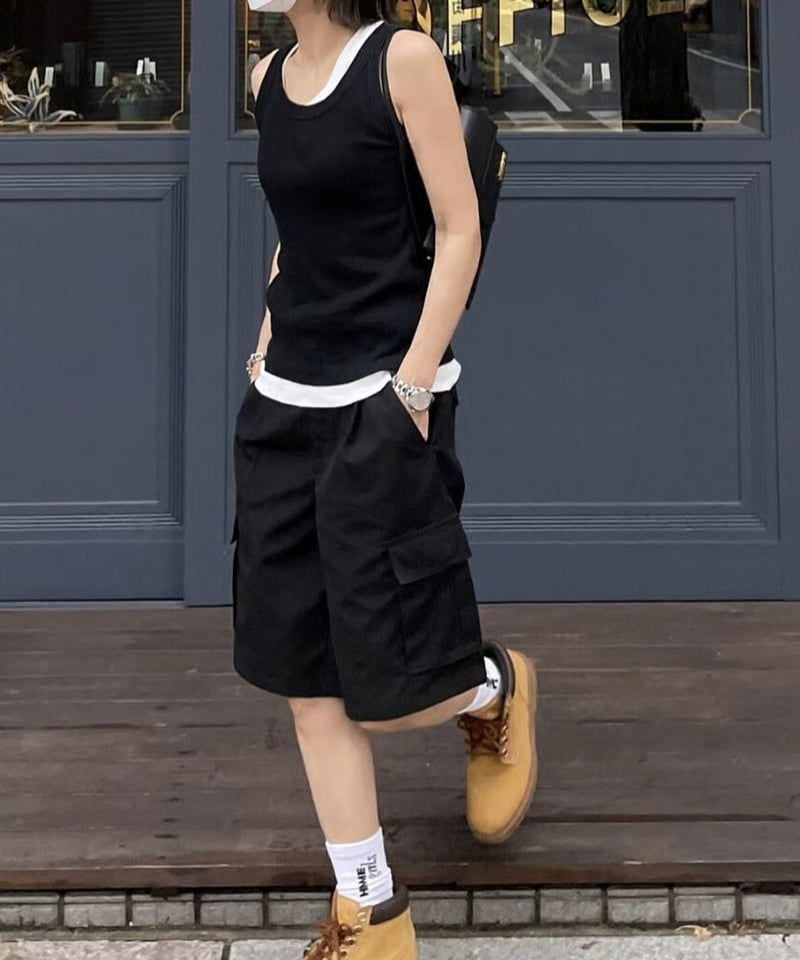 cargo half pants (black/white) | ok.soon