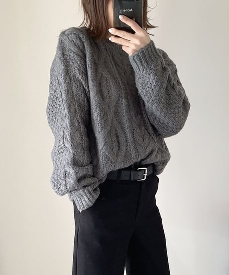 cable  knit(gray,ecru)